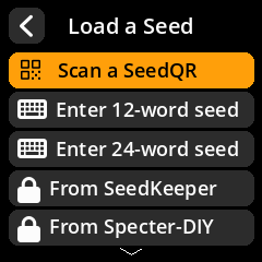 Load a seed – SLIP-39 entry