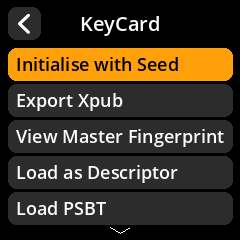 KeyCard menu