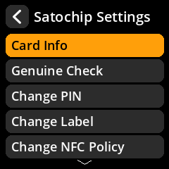 Satochip Settings