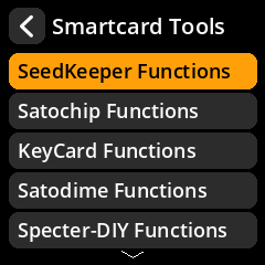 Smartcard Tools menu